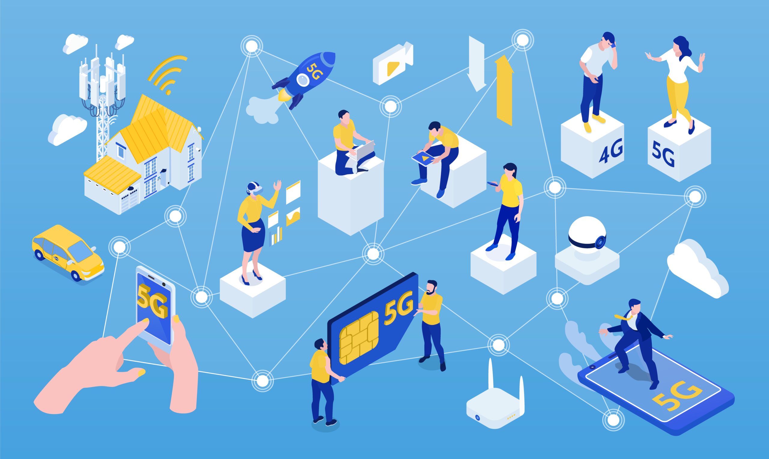 Internet 5g Isometric Composition